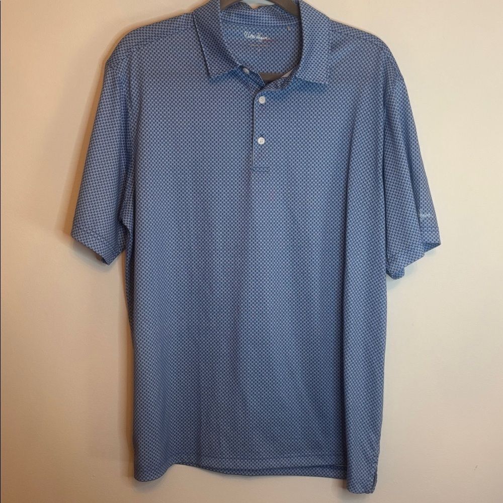 Walter Hagen EUC blue patterned golf polo shirt Size large